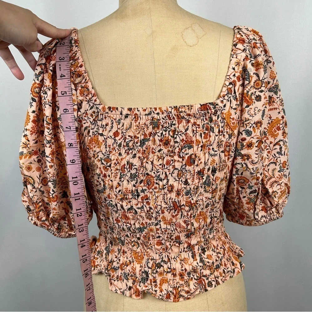 New Old Navy Floral Paisley Puff Sleeve Blouse Top Size XS Petite
